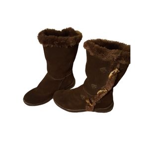 BROWN SUEDE BOOTS WITH FAUX FUR LINING